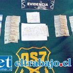 Un total de 19 gramos de pasta base de cocaína y $60.000 en efectivo fue el resultado del allanamiento gestionado por el OS7 de Carabineros al interior de una vivienda en la Villa Bernardo Cruz de San Felipe.