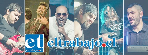 LOS DUROS DEL ROCK.- Aquí tenemos a los tremendos músicos de la Banda Blackcat: Carlos Astudillo en la batería y coros; Patricio Andía en la primera guitarra; Giovanny Carvallo con la segunda guitarra; Felipe Alegría en los teclados; Nicolás Villaseca con el bajo y Boris Ojeda Mauna como el vocalista principal de la banda.