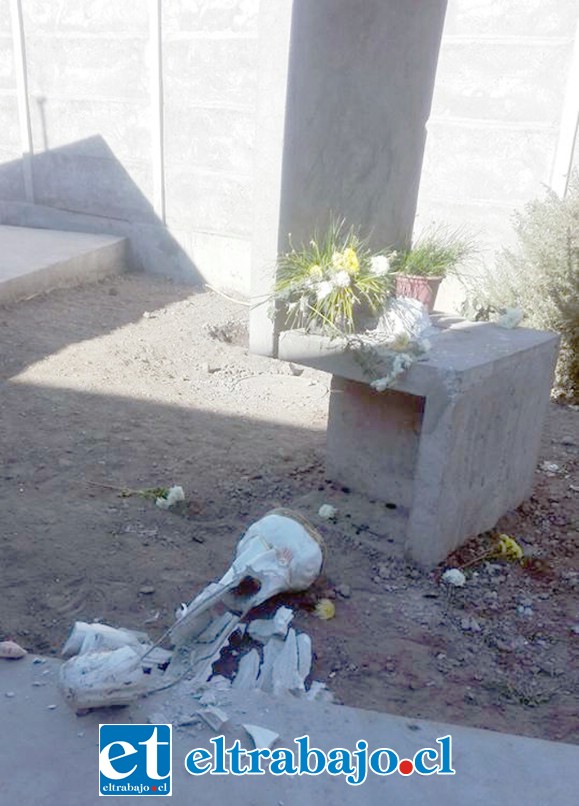 La imagen de la Virgen María fue destruida por desalmados durante la madrugada de este domingo en la Capilla de la Villa Curimón.