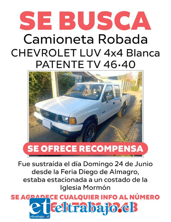 Este es el afiche donde se busca la camioneta.