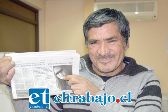 PADRE AGRADECIDO.- Don Luis Báez se mostró alegre y agradecido con Diario El Trabajo, pues gracias a nuestra publicación se logró un mejor tiempo de respuesta.