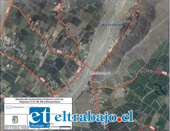 Este es el plano de recorrido de los camiones con anhídrido sulfuroso.