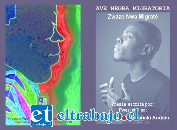DESPEGANDO.- Aquí tenemos la imponente portada del libro Ave negra migratoria, del autor haitiano Jean Joseph Makanaki Audaín.