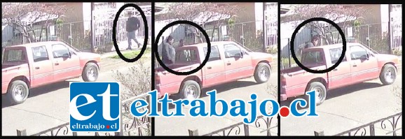 ROBOS CONTINÚAN.- La secuencia fotográfica registra la llegada y abordaje de los delincuentes al vehículo. Este robo se viene a unir otros de similares características como son camionetas.