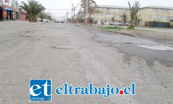 El pavimento de la Avenida Pedro de Valdivia ya prácticamente no existe por lo que la calzada ya es prácticamente de tierra en varios puntos.