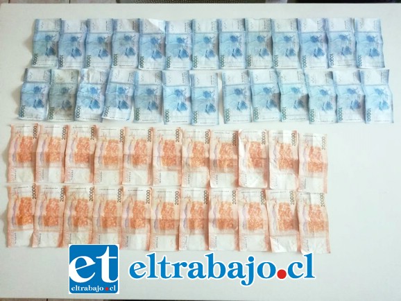 La policía uniformada recuperó el dinero sustraído desde la Planta de Revisión Técnica de San Felipe.
