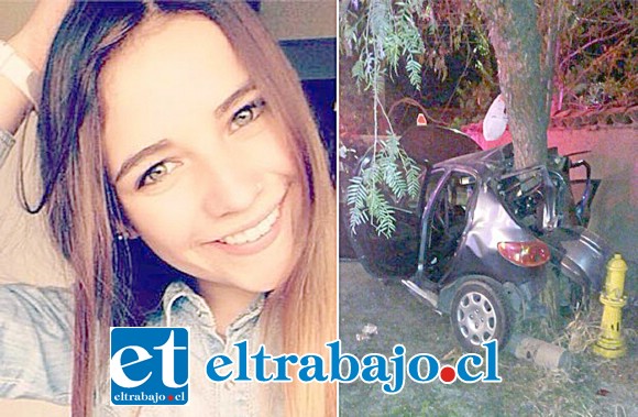 Catalina Adriasola Dinamarca, joven fallecida en el accidente que se aprecia a la derecha.