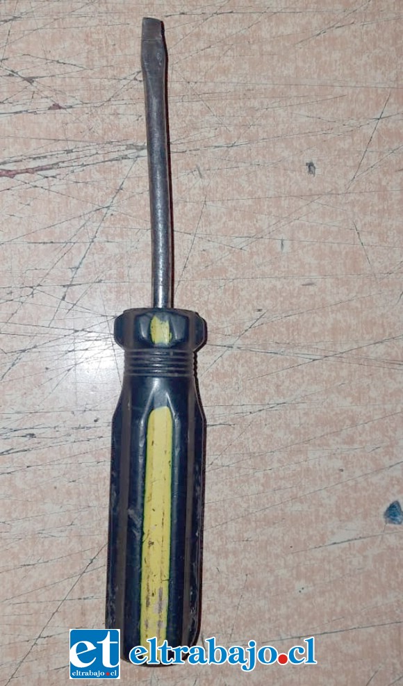 Carabineros incautó este destornillador que habría sido utilizado por el delincuente.