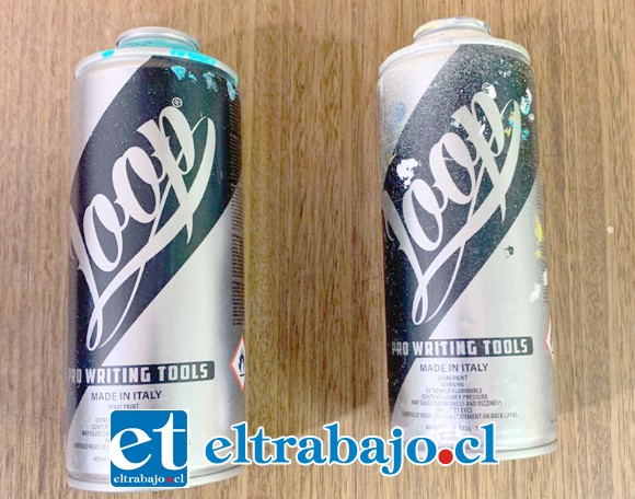 Carabineros incautó como medio de prueba, las latas de spray que mantenía el imputado.