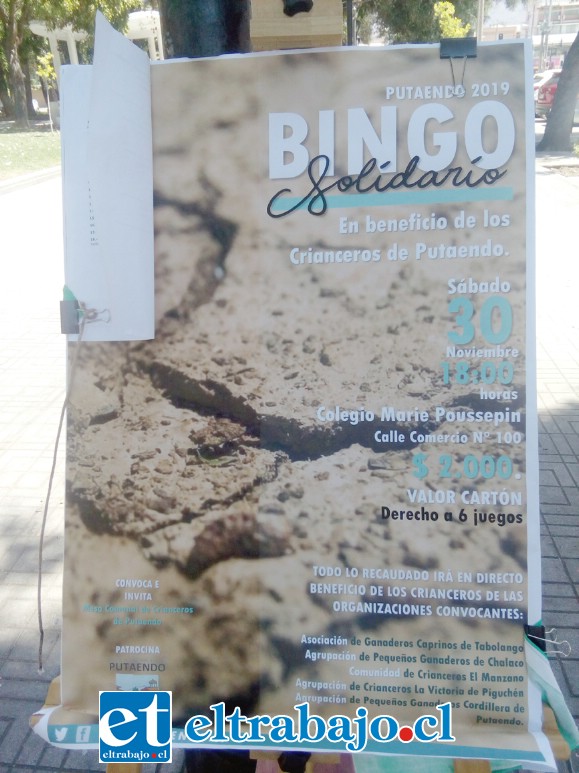 Este es el afiche de promoción del bingo que se realizará sí o sí este sábado 30 de noviembre.