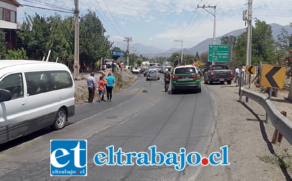 Personal de Carabineros adoptó el procedimiento de rigor, manteniéndose el tránsito suspendido por algunos momentos en la carretera.