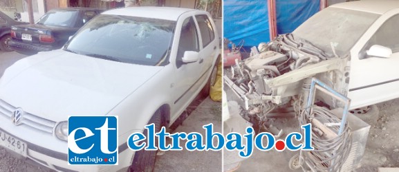 Y COBRÓ UN MILLÓN.- A la derecha vemos el auto como lo ingresó al taller Érika Segura, a la derecha vemos cómo lo desmanteló Gustavo Contreras para sus propósitos.