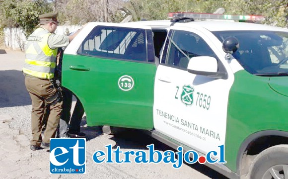 Personal de la Tenencia de Carabineros de Santa María adoptó el procedimiento inicial, quedando posteriormente la investigación en manos de la PDI. (Archivo)