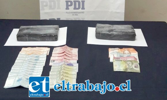 Más de dos kilos de clorhidrato de cocaína fueron decomisados en el procedimiento, droga avaluada en una suma cercana a los 50 millones de pesos.