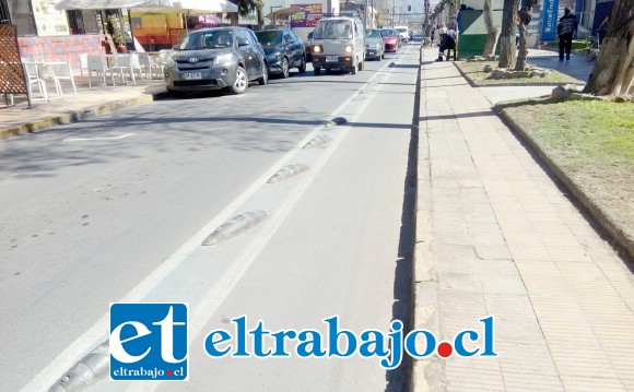 Esta es la ciclo vía de la discordia ubicada en calle Merced.