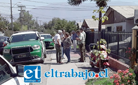 Carabineros de San Felipe manejaron la escena del crímen en coordinación de BH de Los Andes.