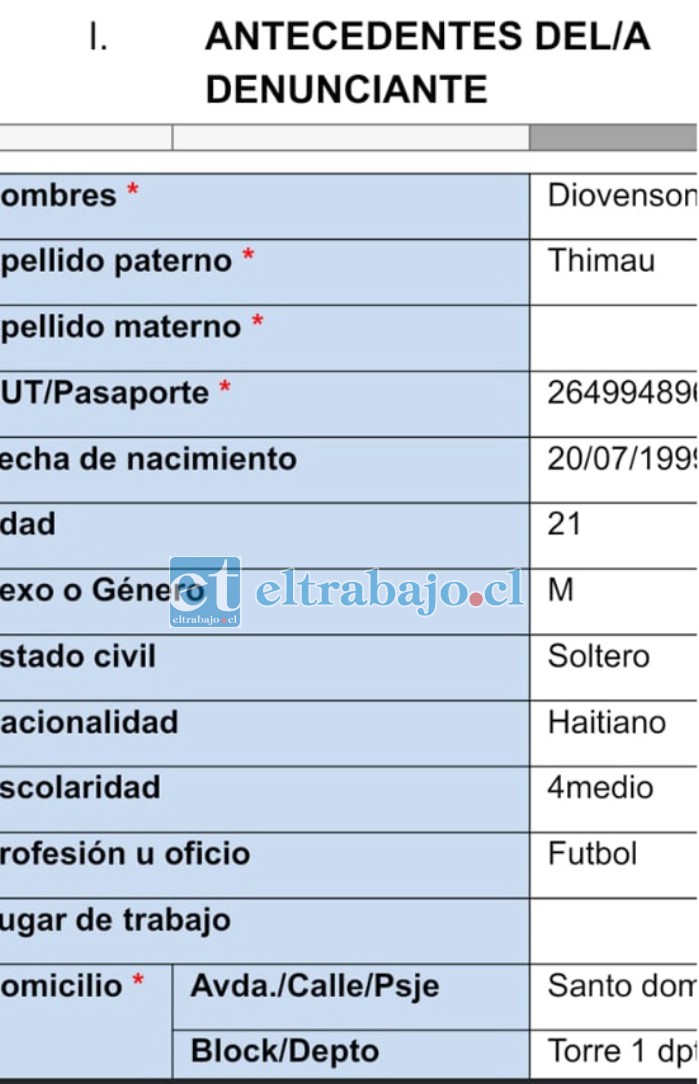 DENUNCIA EN TRÁMITE.- Este documento y el contenido de la denuncia asociada ya está siendo investigado por la Fiscalía de San Felipe.