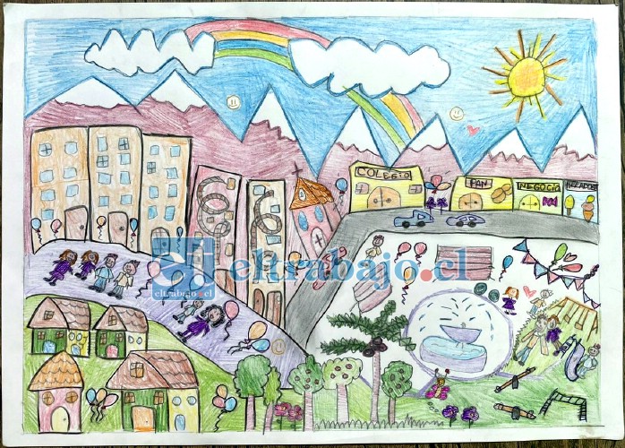 Este fue uno de los dibujos premiados en el concurso ‘Como imagino mi comuna en tiempos de Pandemia’, que se realizó como parte de las actividades del 5° Aniversario OPD.