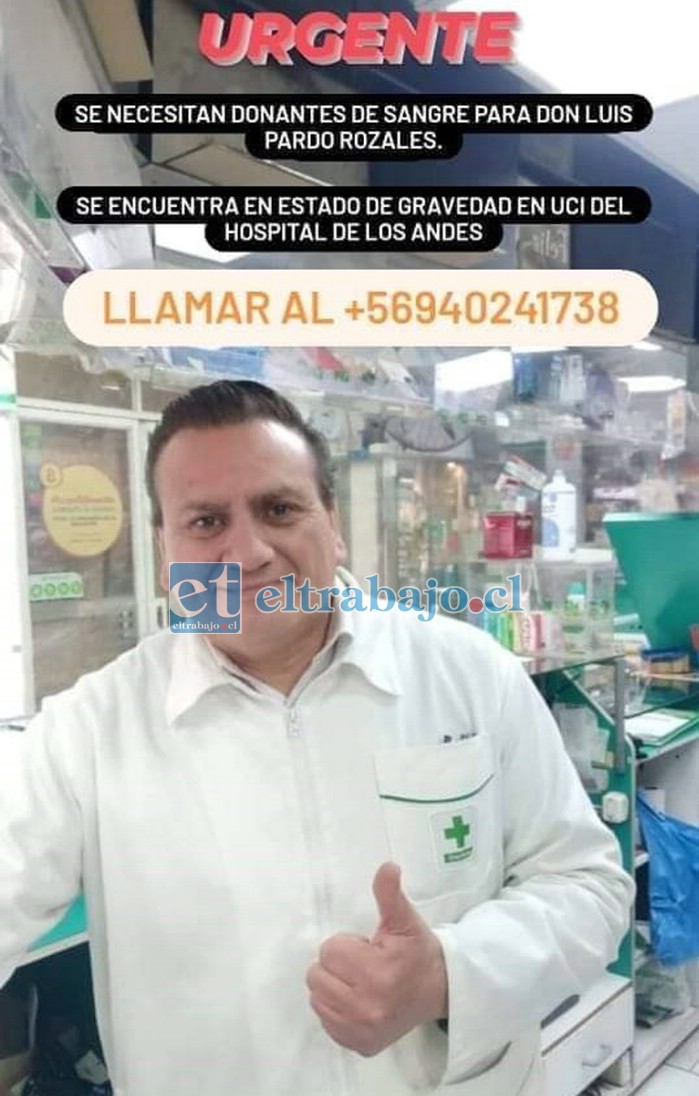 Luis Pardo Rozales trabaja desde hace años en la Farmacia Cruz Verde de San Felipe.