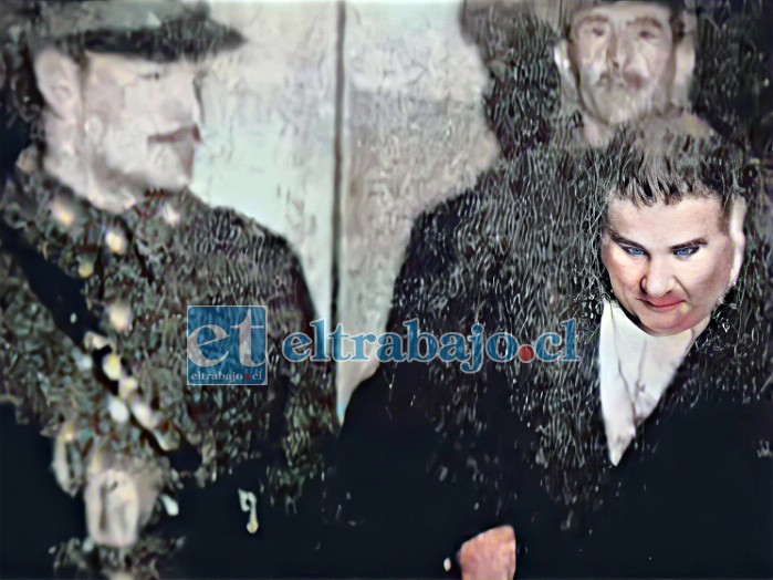 SU CONFESIÓN.- Cuando esta fotografía fue tomada habían transcurrido pocos minutos de su confesión del crimen y era trasladado a prisión. Se notan moretones en su cara.