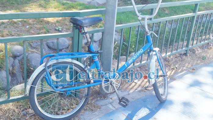 MUJER ATROPELLADA.- En esta pequeña bicicleta se movilizaba la mujer por la ciclovía de Avenida O’Higgins.