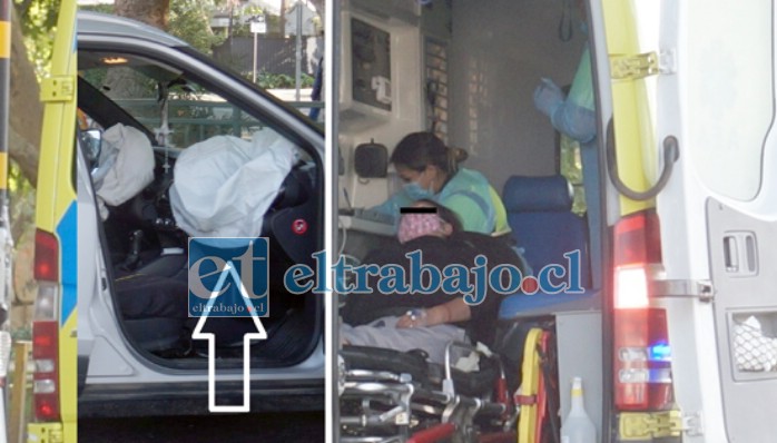 CONDUCTORA GOLPEADA.- La conductora sufrió diversos golpes en su cuerpo, el airbag podría decirse, amortiguaron eficazmente la fuerza del impacto.