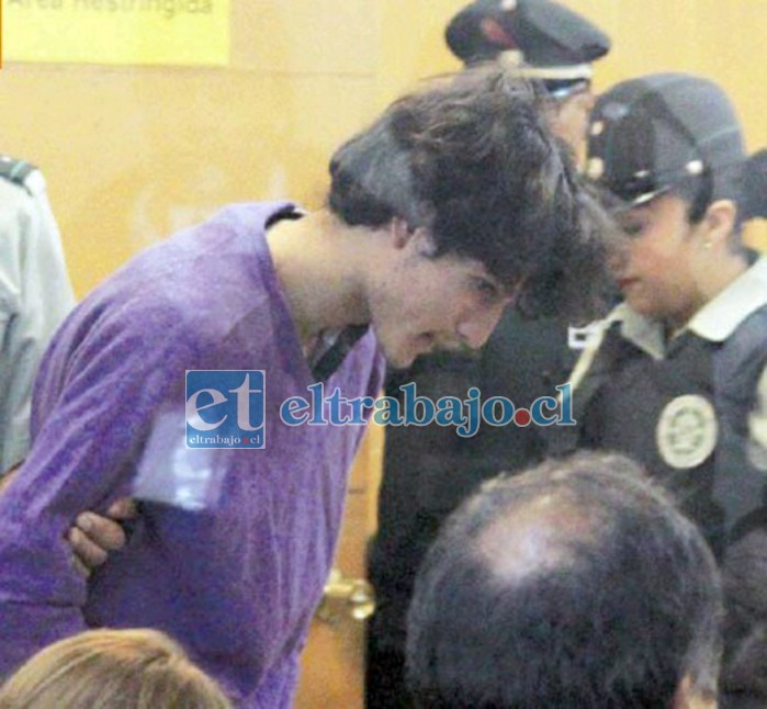 Cristian Muñoz Muñoz, cuando entraba al Juzgado de Garantía de San Felipe.