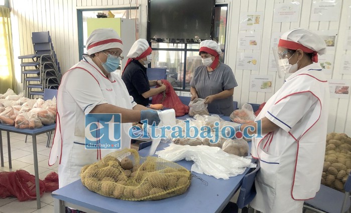 TODOS EN ACCIÓN.- Aquí vemos la mercadería que hoy jueves será entregada a estudiantes de la Escuela Sagrado Corazón.
